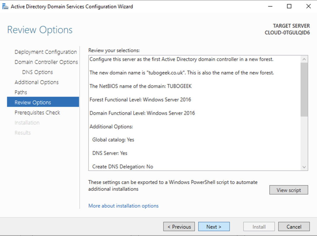 Active Directory 2022 - Review Options